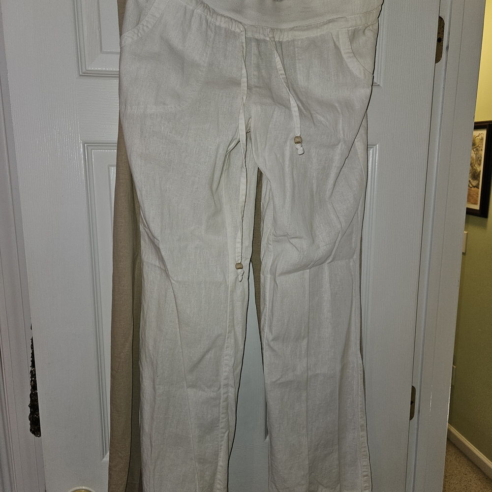 2 Linen Pants - One Love Tree White Straight L And One Aqua Tan XL